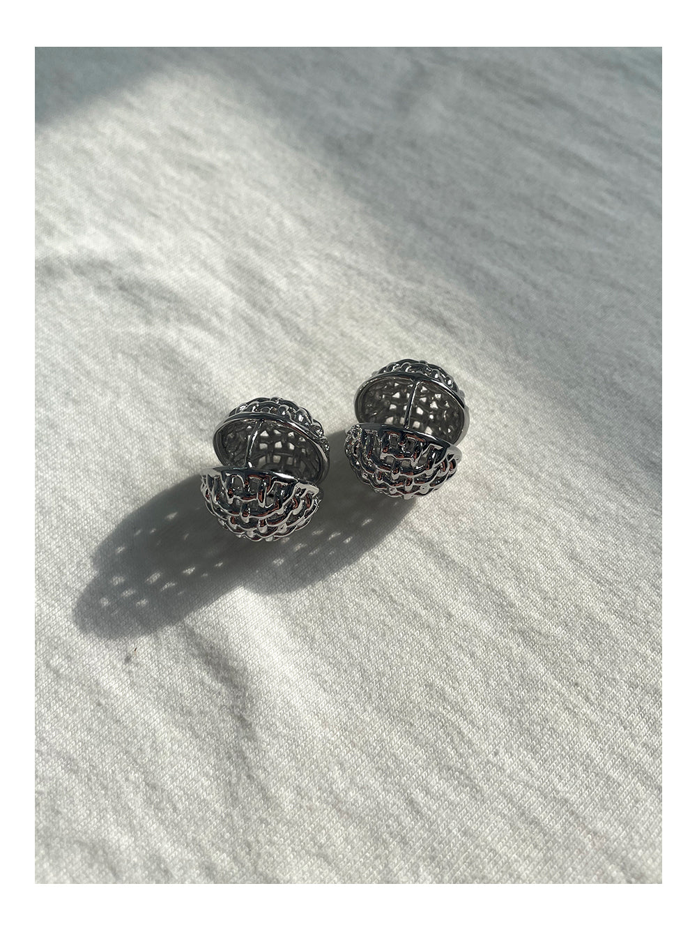 925 Silver Plated Filigree Sphere Statement Earrings