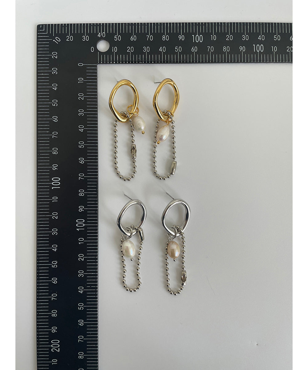 Dual-Tone Chain Link Drop Earrings