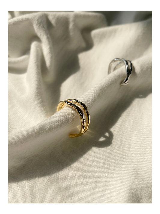 Textured Gold and Silver Plated Dual Band Rings