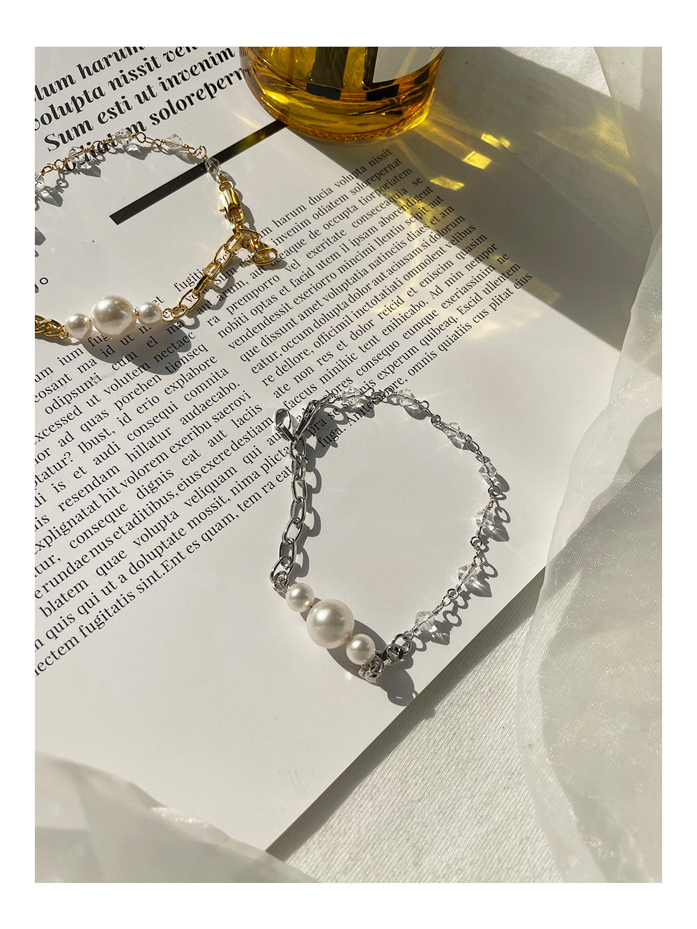 Elegant Gold and Silver Plated Link Bracelets with Swarovski Pearls