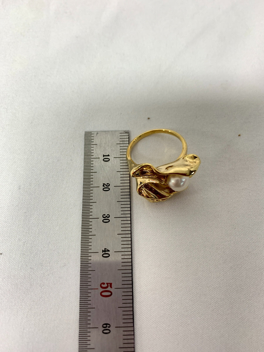 Gold and Silver Plated Abstract Pearl Ring