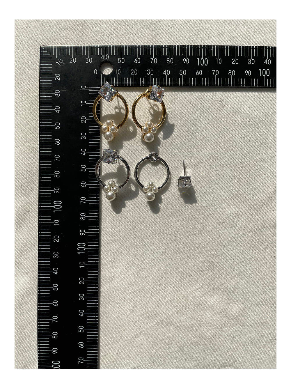 Mixed Metal Chain Link Earrings with Pearl Drops