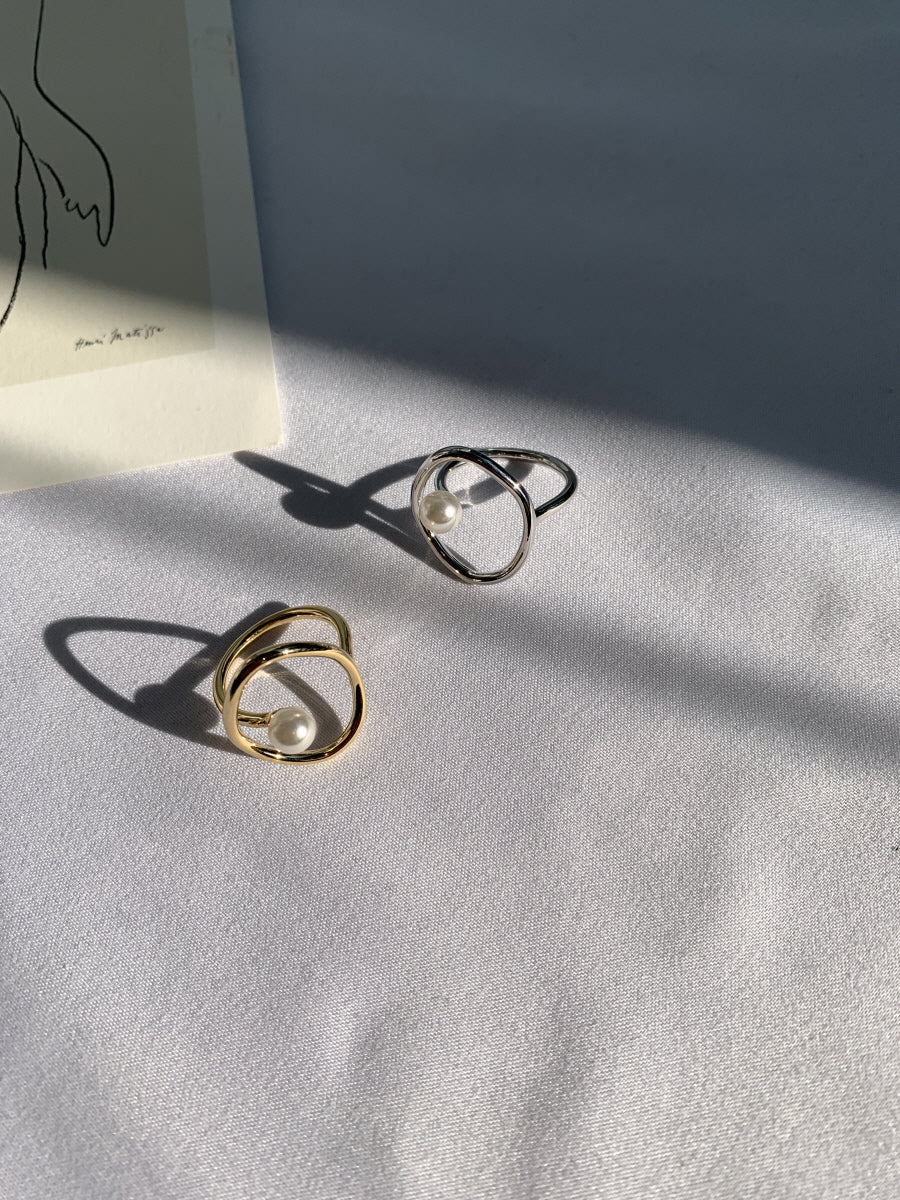 Gold and Silver Plated Pearl Circle Rings