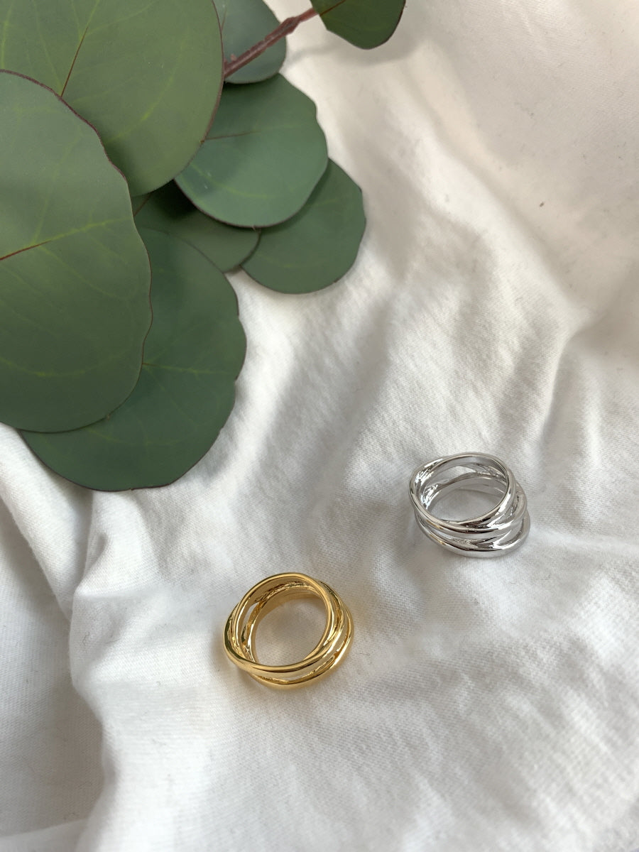 Gold and Silver Plated Triple Band Rings