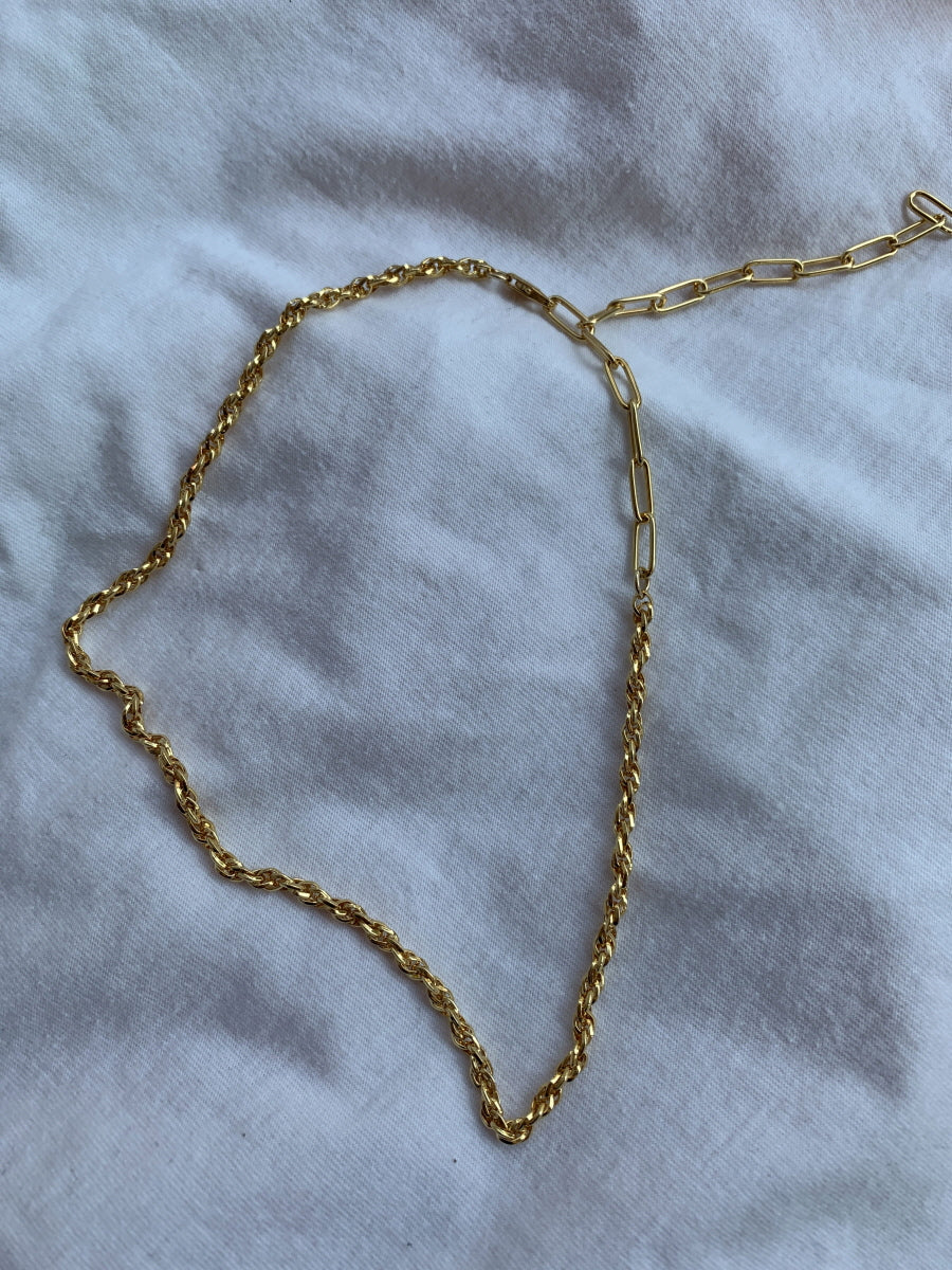 Dual Tone Chunky Chain Necklace - Gold and Silver