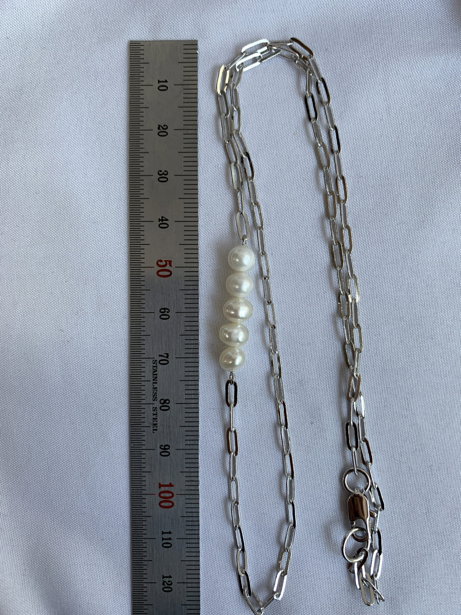 Elegant Gold and Silver Chain Necklaces with Freshwater Pearls