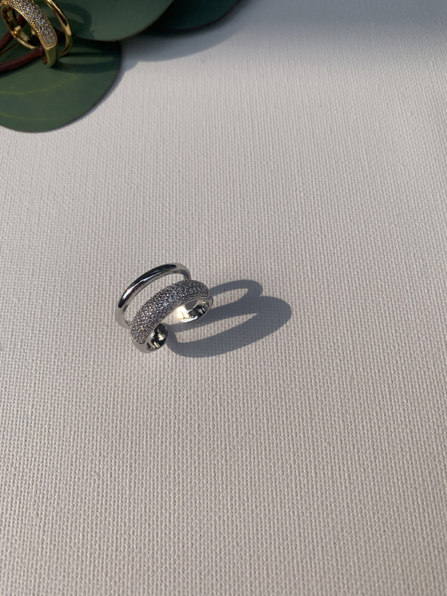 Gold & Silver-Plated and Cubic Zirconia Crescent Rings