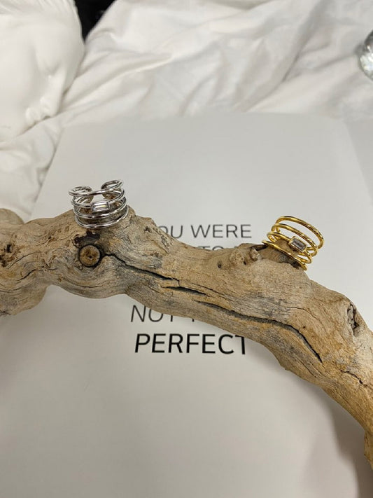 Gold and Silver Plated Multi-Band Rings with Cubic Accent