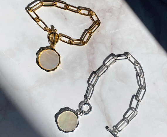 Gold and Silver Plated Mother of Pearl Pendant Bracelets