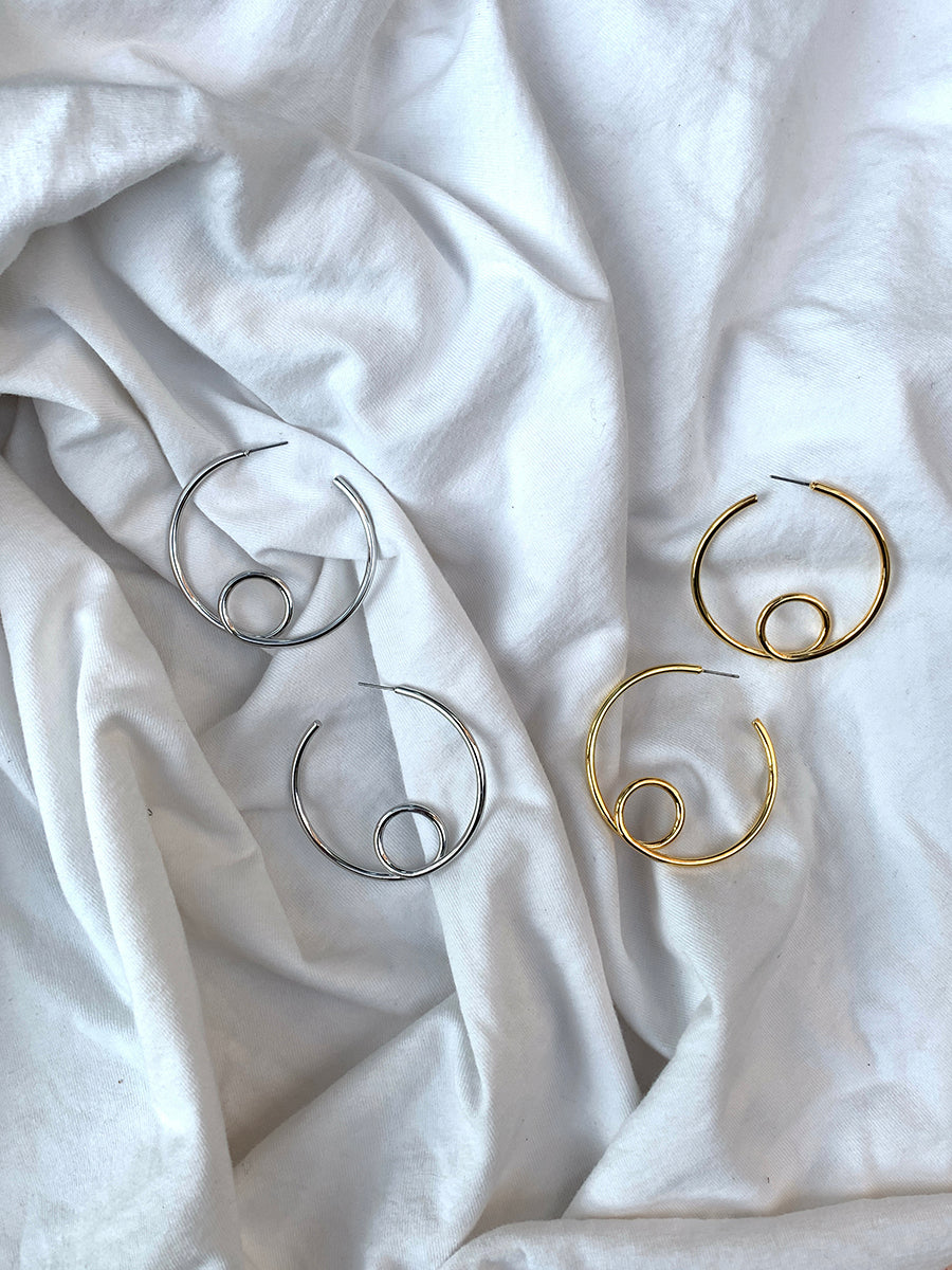 Gold and Silver Plated Spiral Hoop Earrings