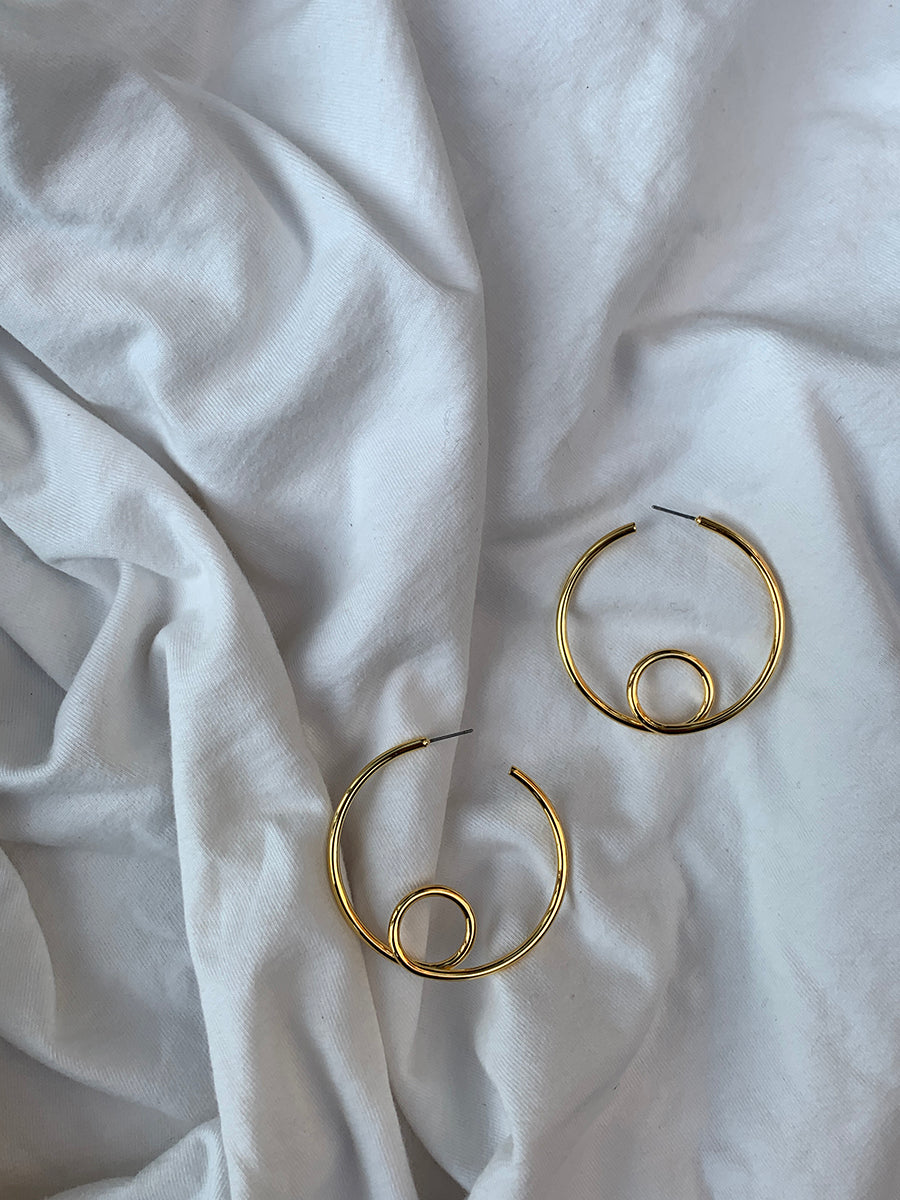 Gold and Silver Plated Spiral Hoop Earrings