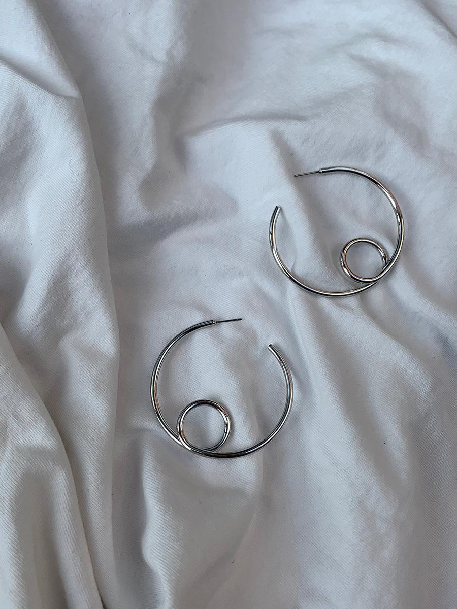 Gold and Silver Plated Spiral Hoop Earrings