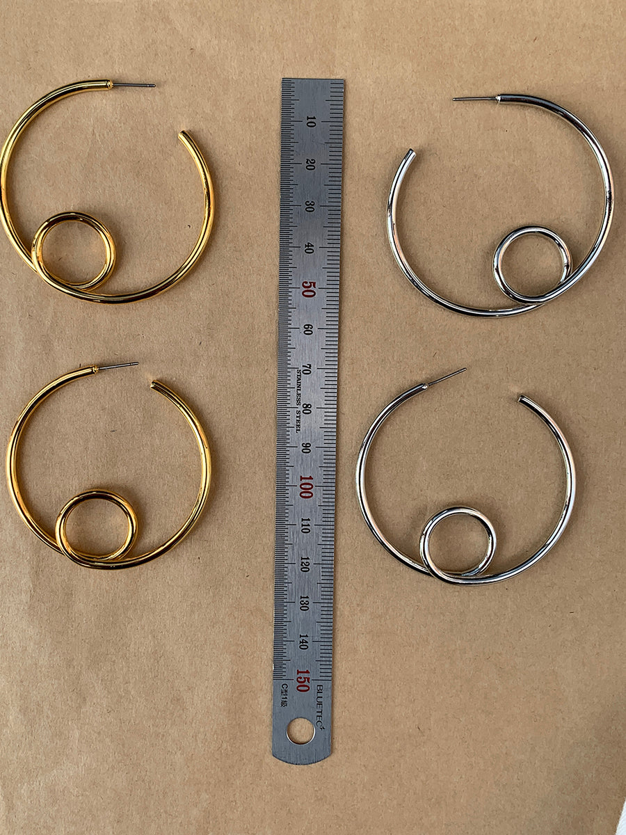 Gold and Silver Plated Spiral Hoop Earrings