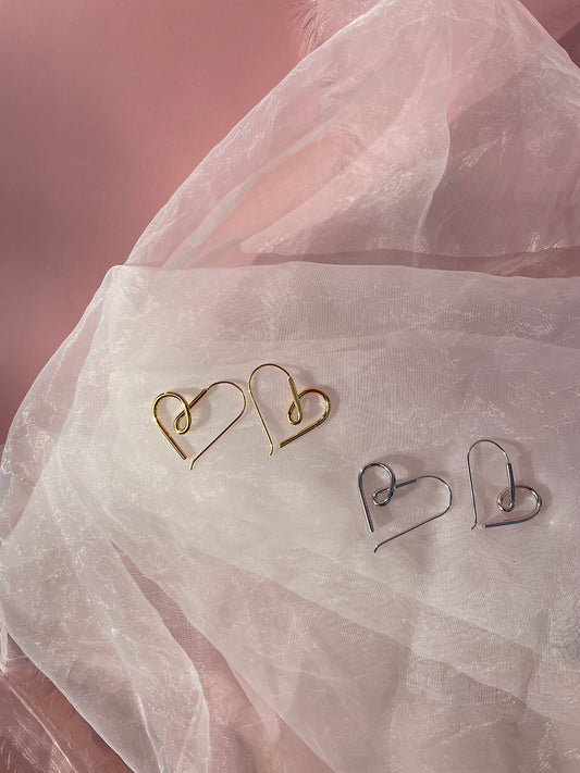 Gold and Silver Plated Heart-Shaped Hoop Earrings