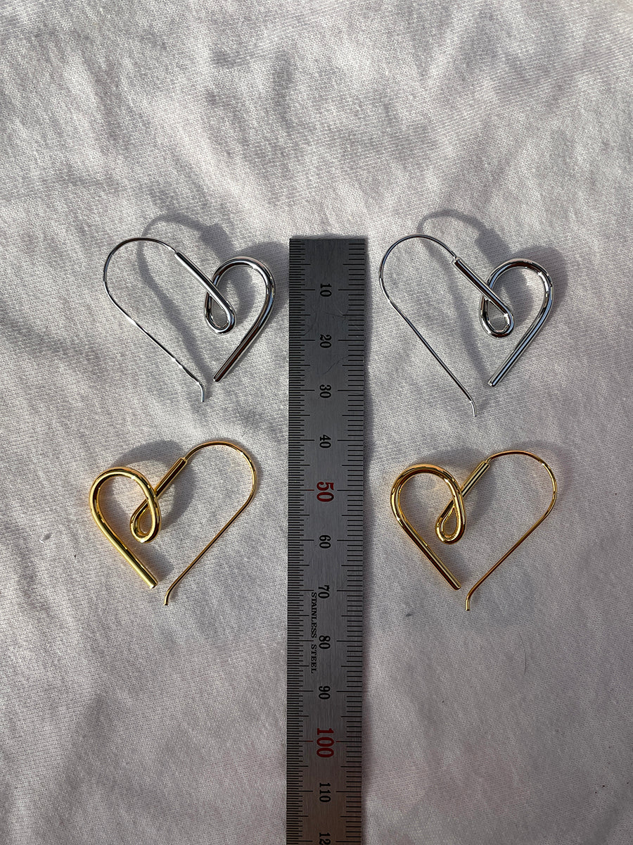 Gold and Silver Plated Heart-Shaped Hoop Earrings