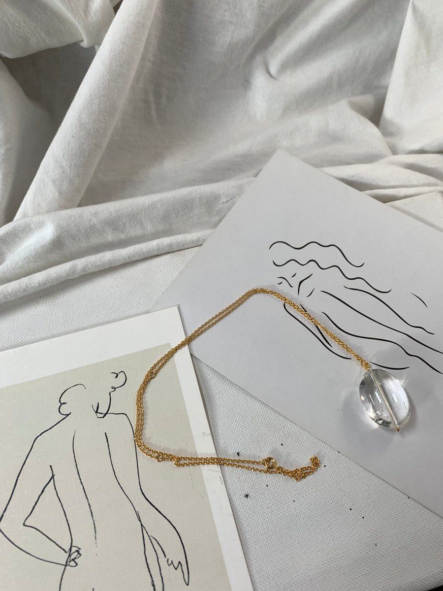 Minimalist Gold and Silver Plated Quartz Pendant Necklaces