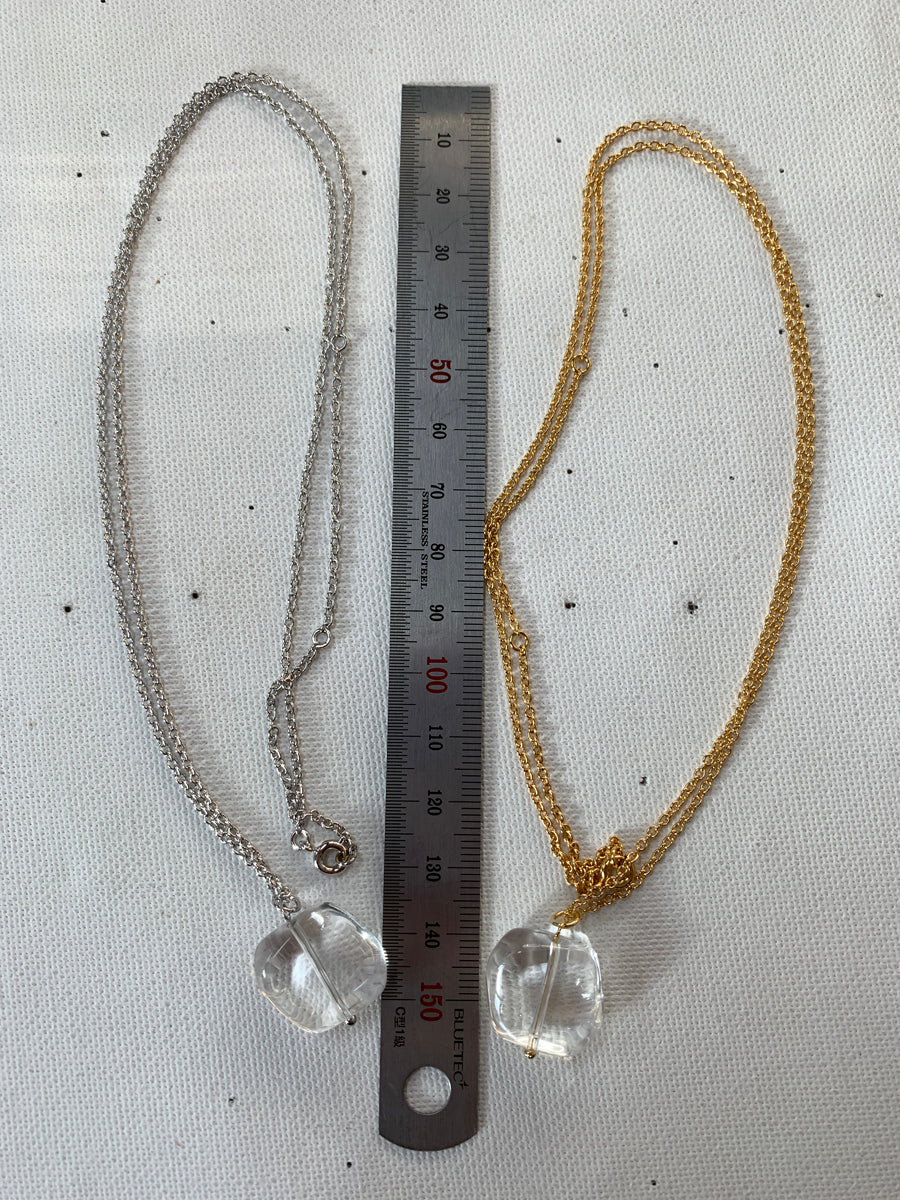 Gold & Silver Plated Necklace with Clear Quartz Pendant