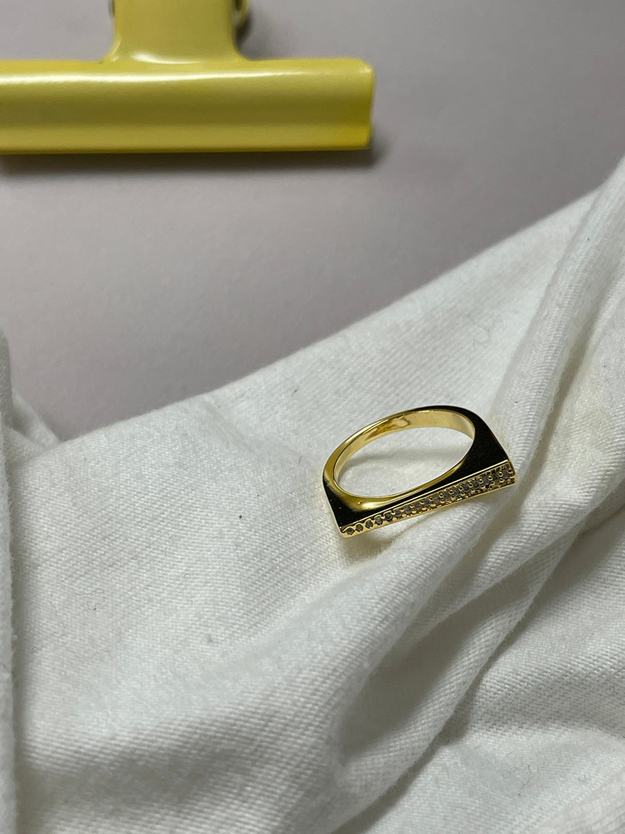 Gold and Silver-Plated Slim Bar Crystal Rings