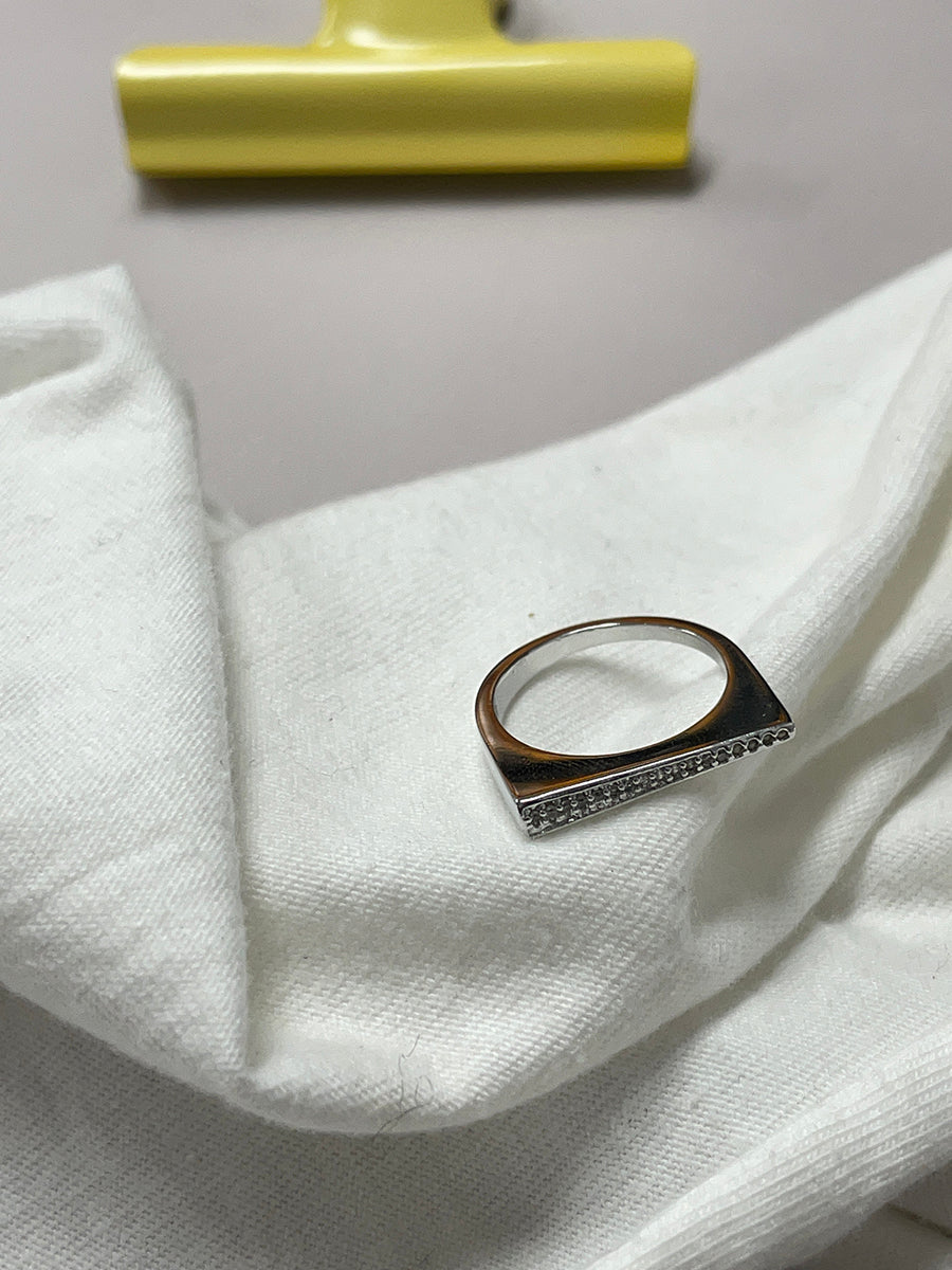 Gold and Silver-Plated Slim Bar Crystal Rings