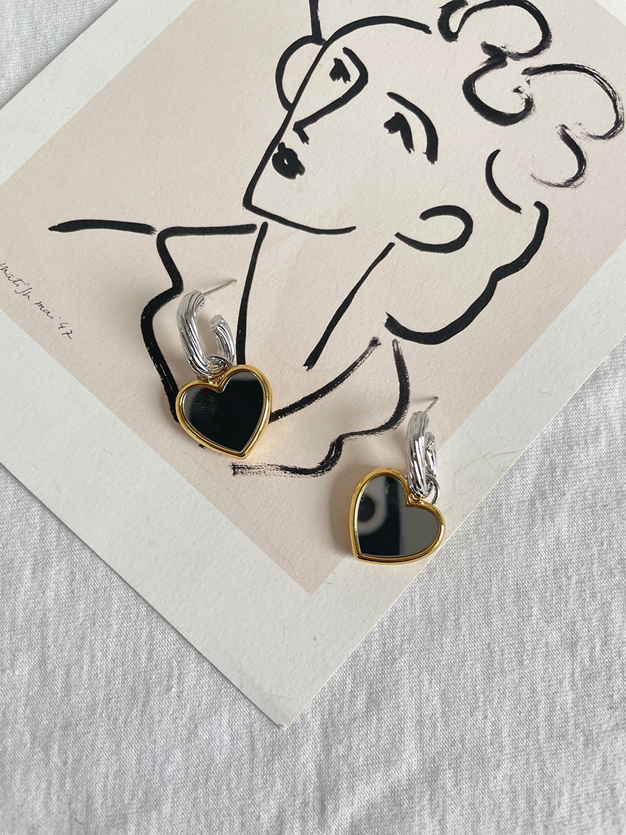 Gold and Silver Plated Heart Charm Hoop Earrings