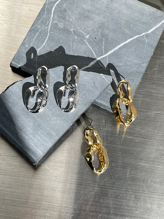 Gold and Silver Plated Abstract Link Earrings