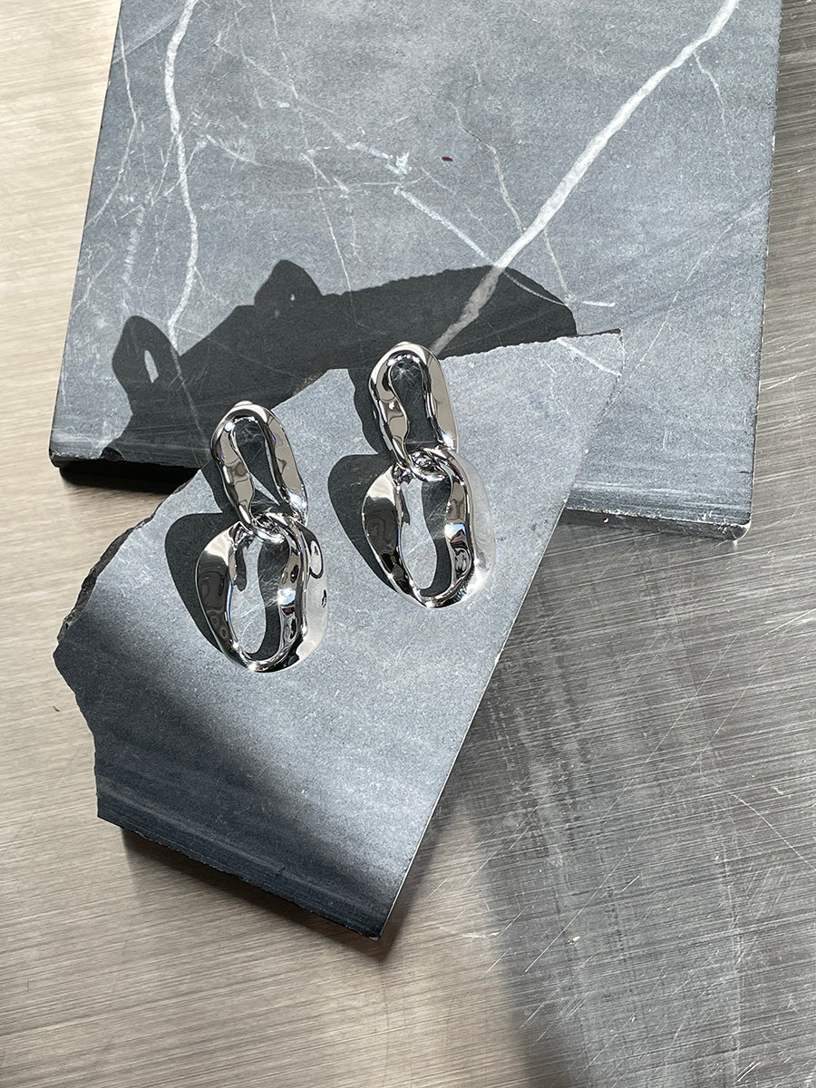 Gold and Silver Plated Abstract Link Earrings