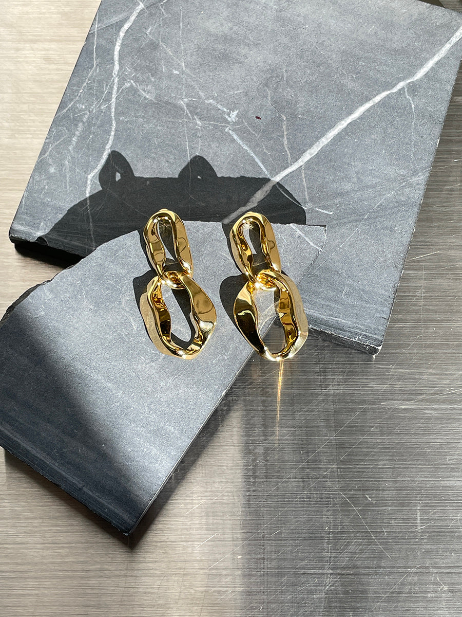 Gold and Silver Plated Abstract Link Earrings