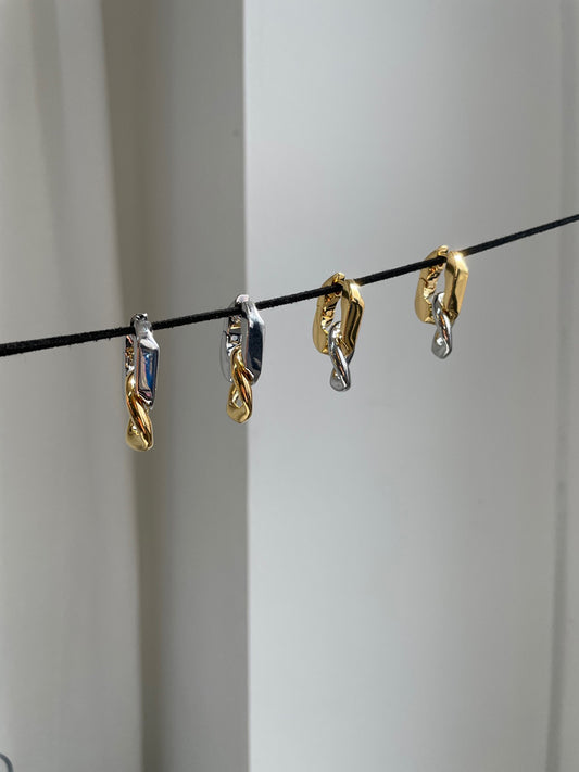 Gold and Silver Plated Twist Drop Earrings