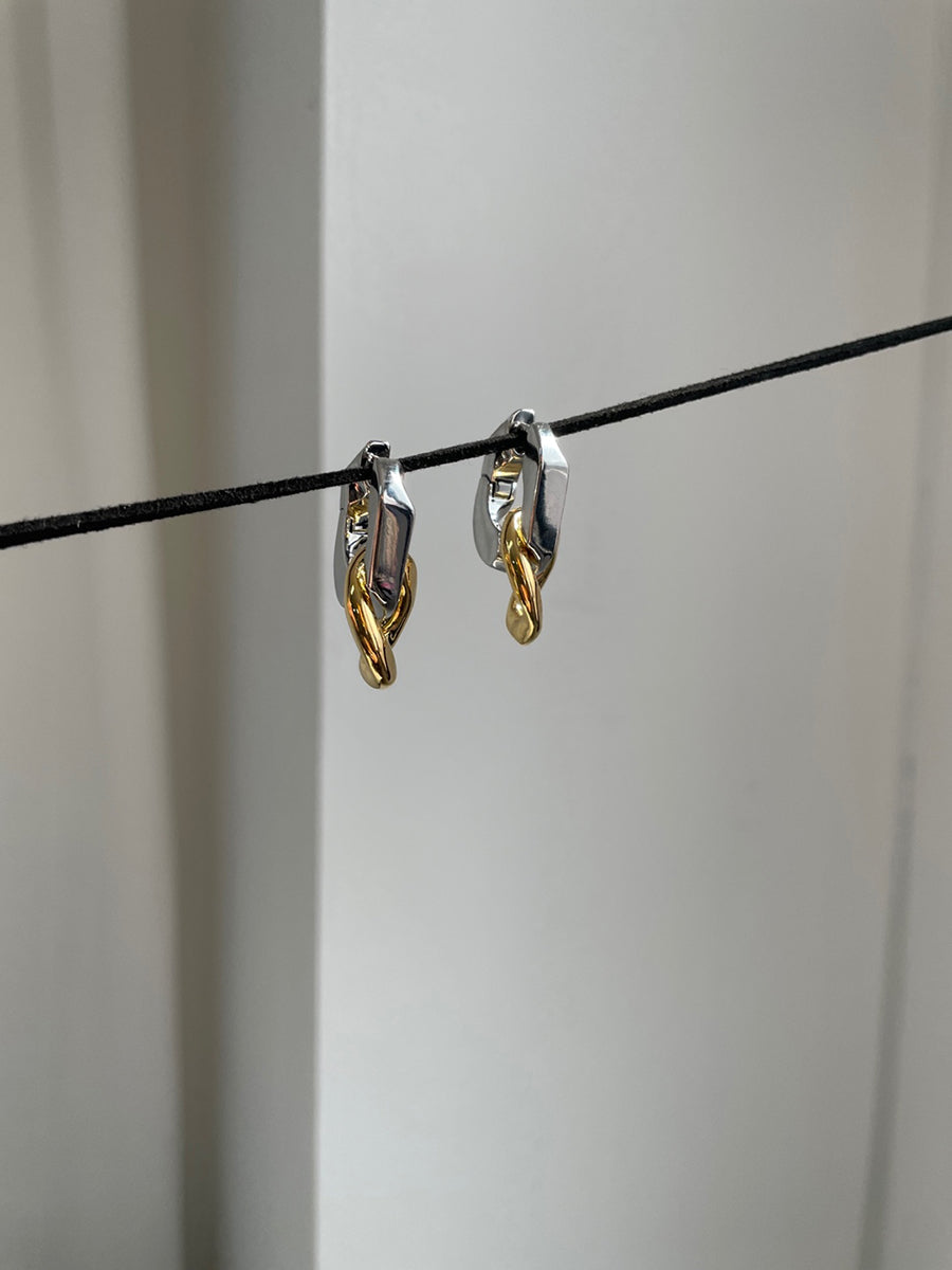 Gold and Silver Plated Twist Drop Earrings