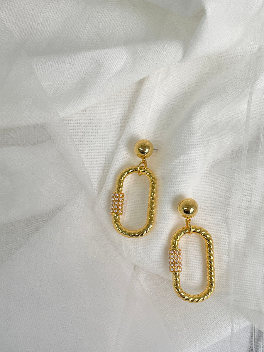 Gold and Silver Plated Rope Chain Drop Earrings with Crystal Accents