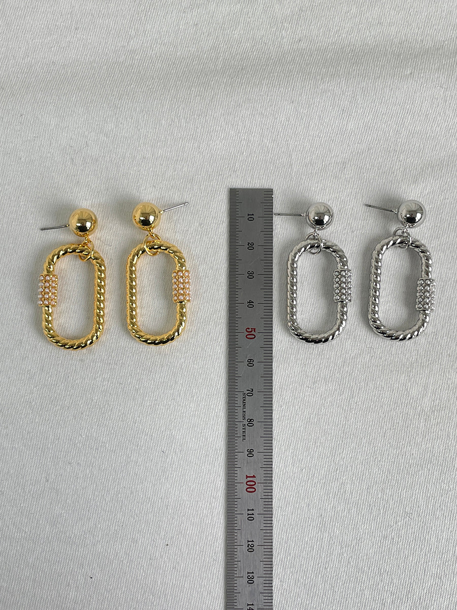 Gold and Silver Plated Rope Chain Drop Earrings with Crystal Accents