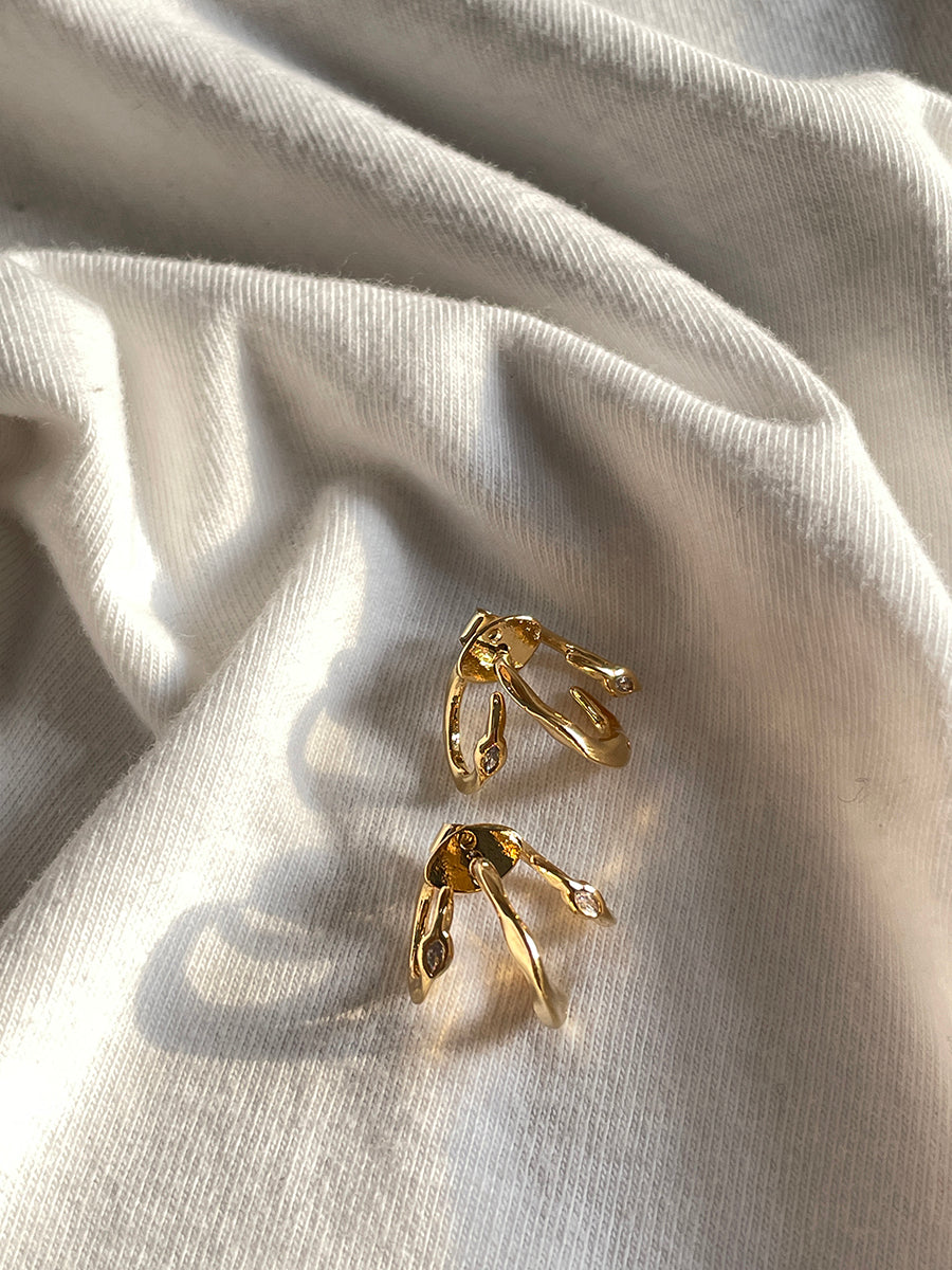 Gold and Silver Plated Organic Hoop Earrings