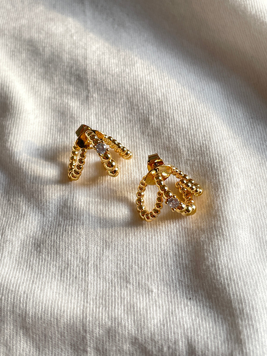 Gold and Silver Plated Beaded Drop Earrings