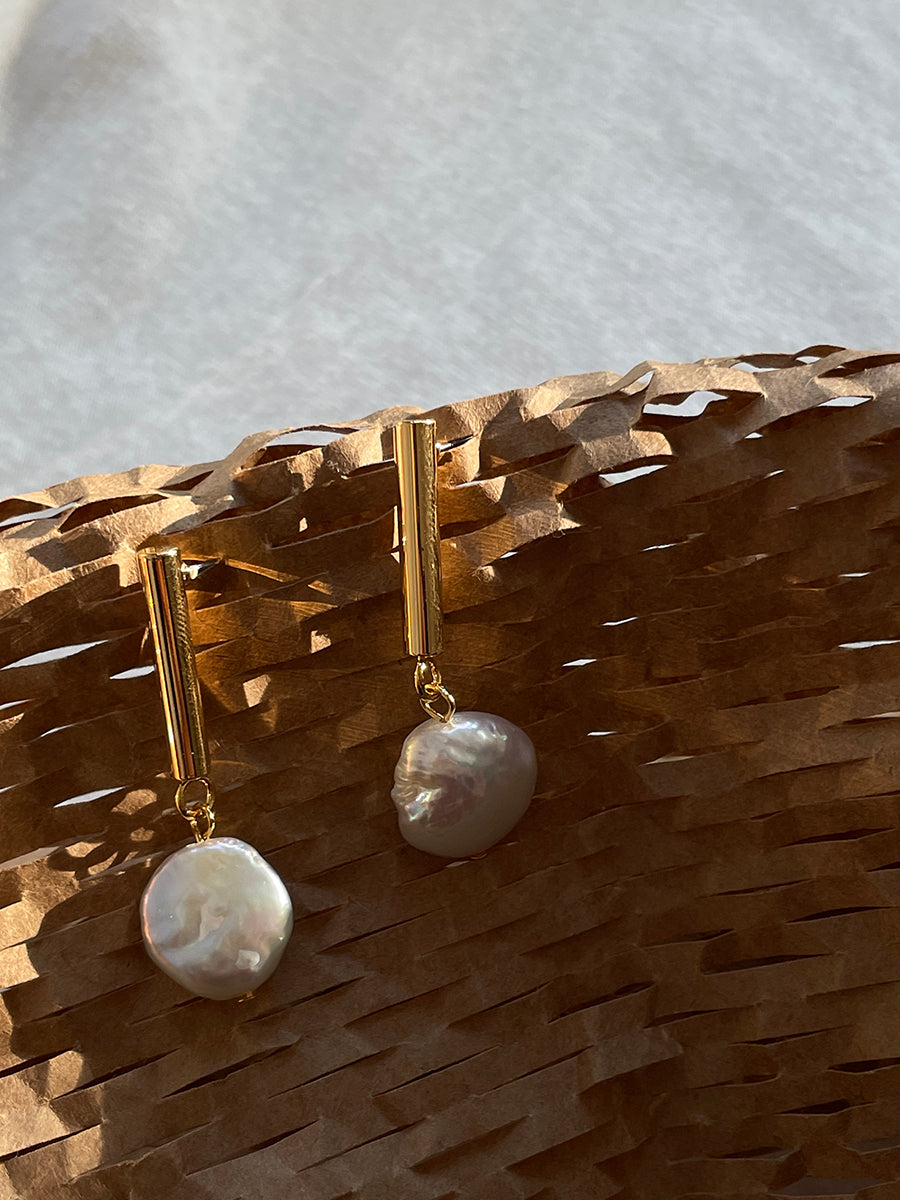 Gold and Silver Plated Baroque Pearl Drop Earrings