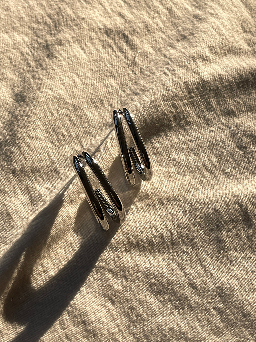 Gold and Silver Plated Double Hoop Earrings