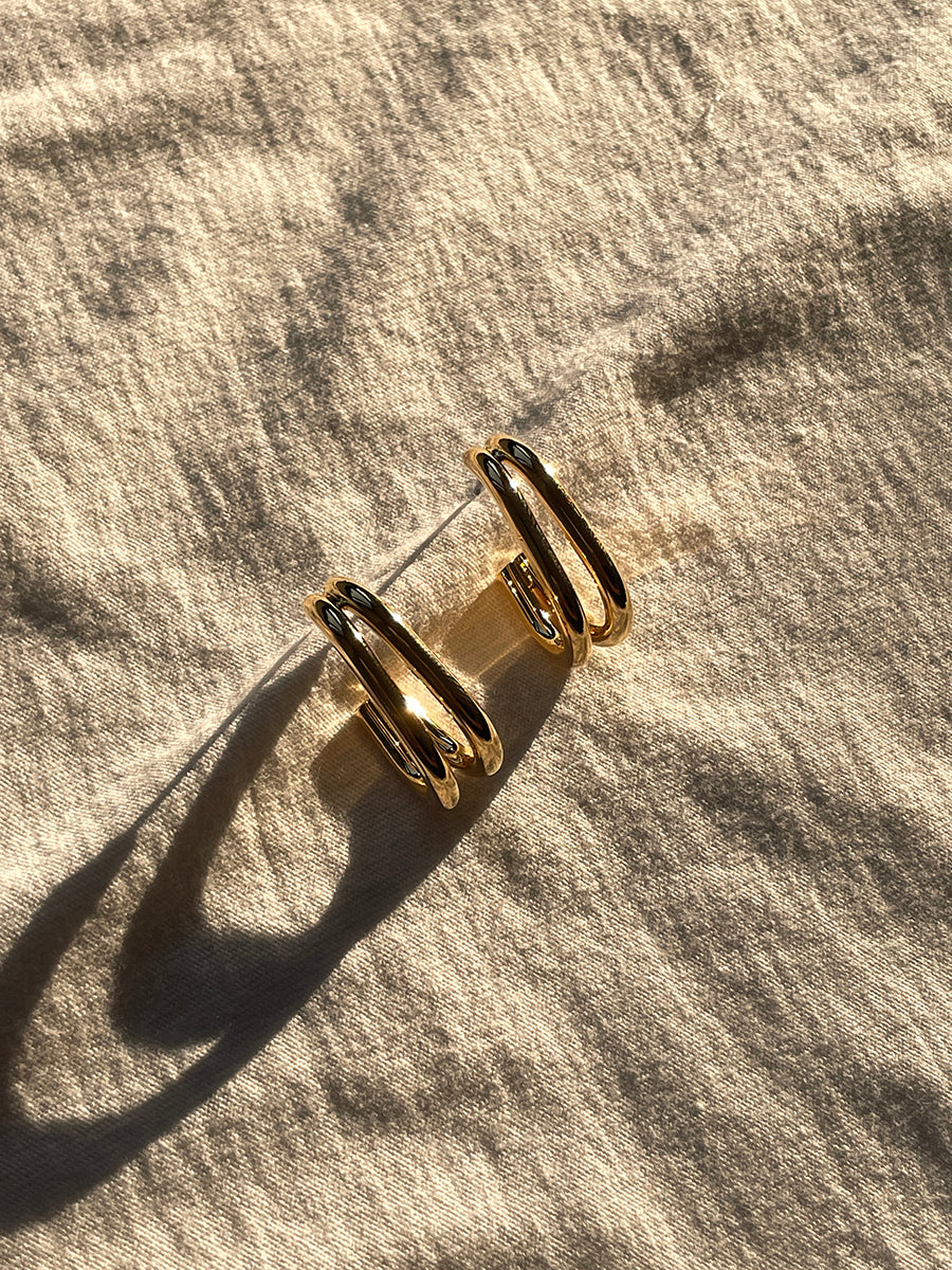 Gold and Silver Plated Double Hoop Earrings