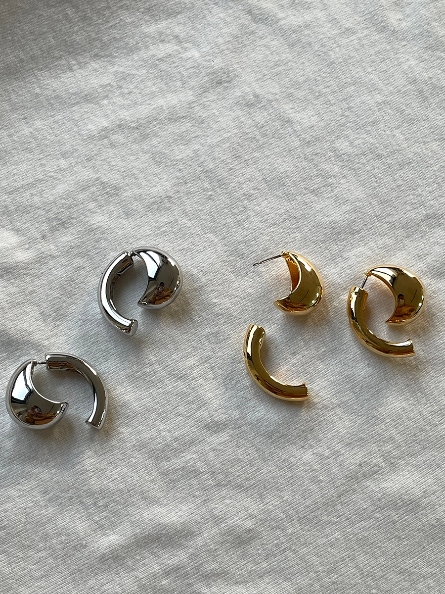 Gold Plated Crescent Hoop Earrings