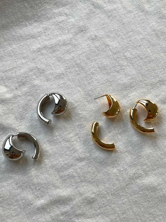 Gold Plated Crescent Hoop Earrings