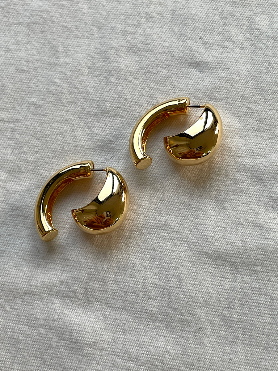 Gold Plated Crescent Hoop Earrings