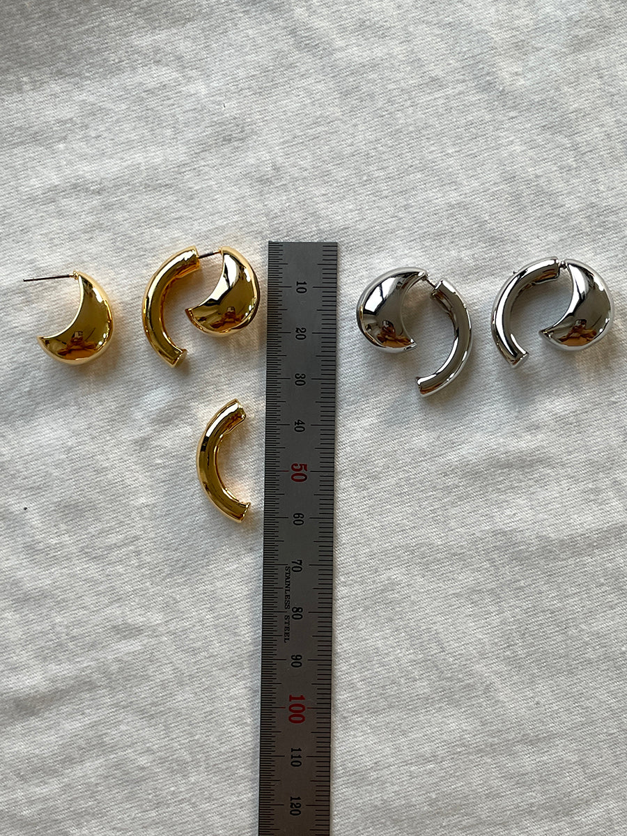 Gold Plated Crescent Hoop Earrings