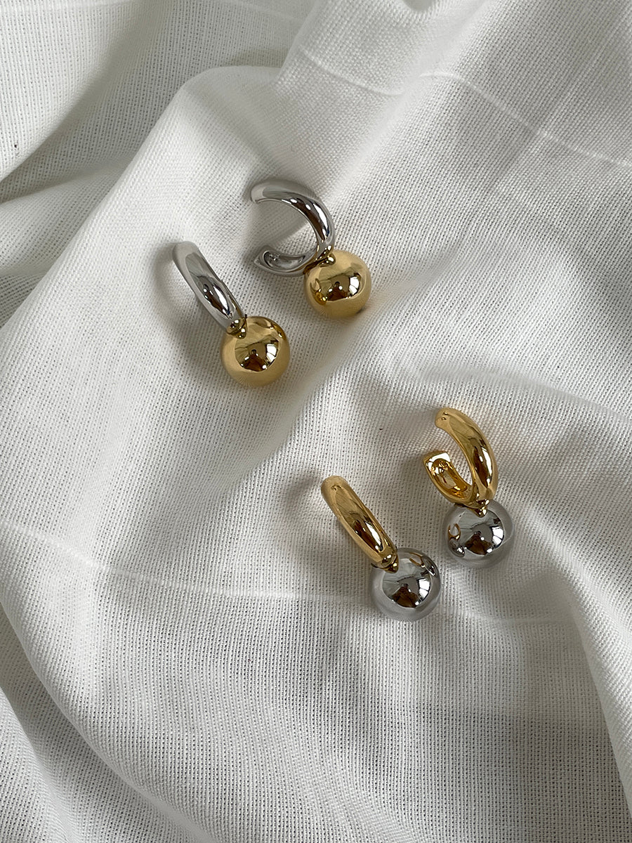 Gold and Silver Plated Sphere Drop Earrings