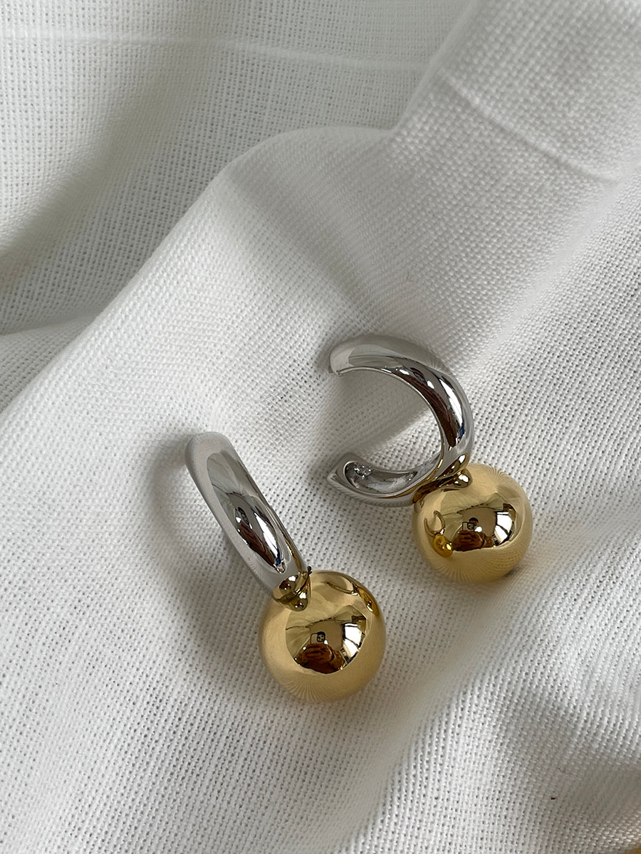 Gold and Silver Plated Sphere Drop Earrings