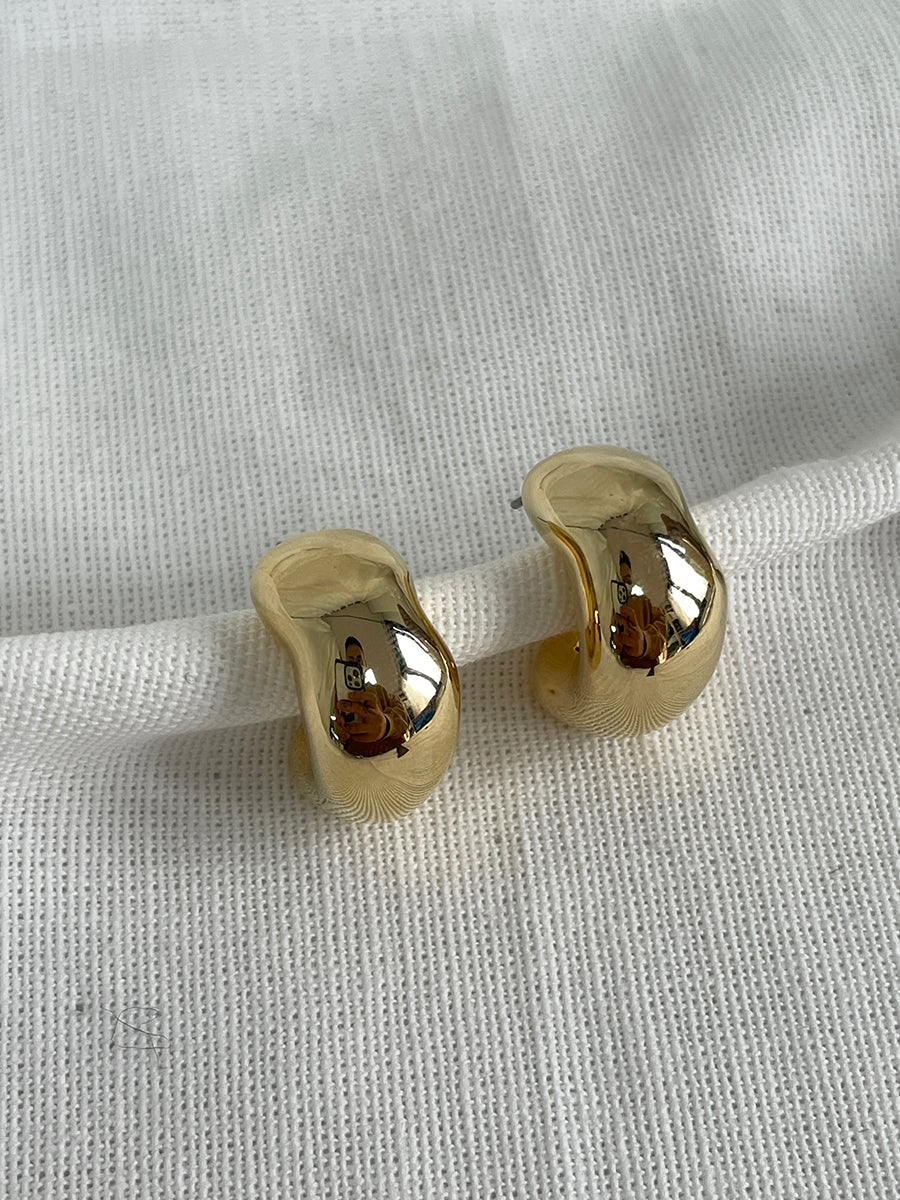 Gold Plated Unique Wave Earrings