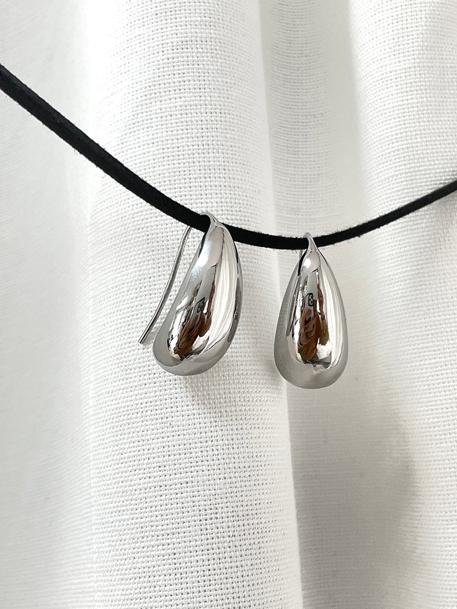 Silver-Plated Teardrop Hoop Earrings