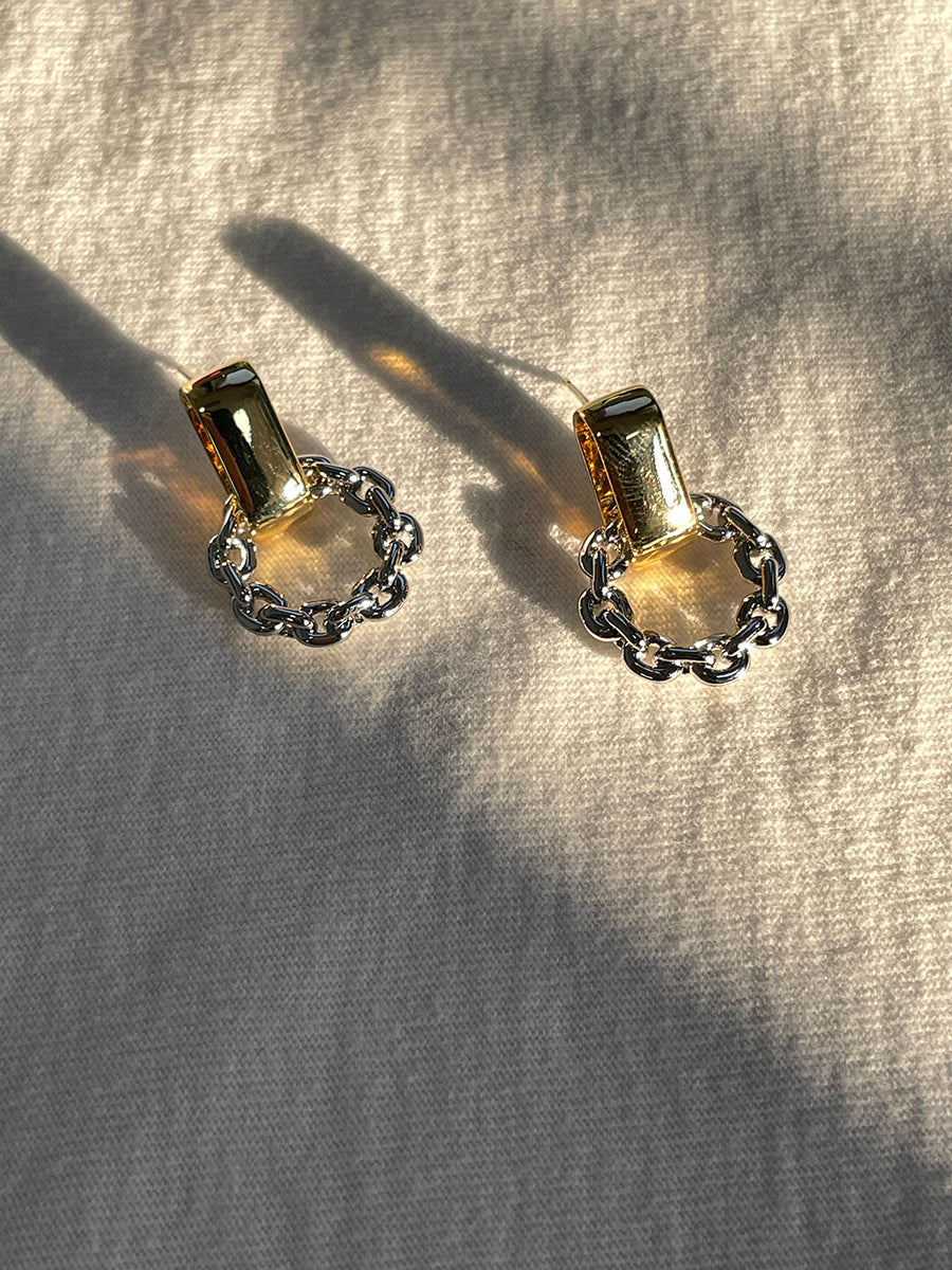 Gold and Silver Plated Chain Link Earrings