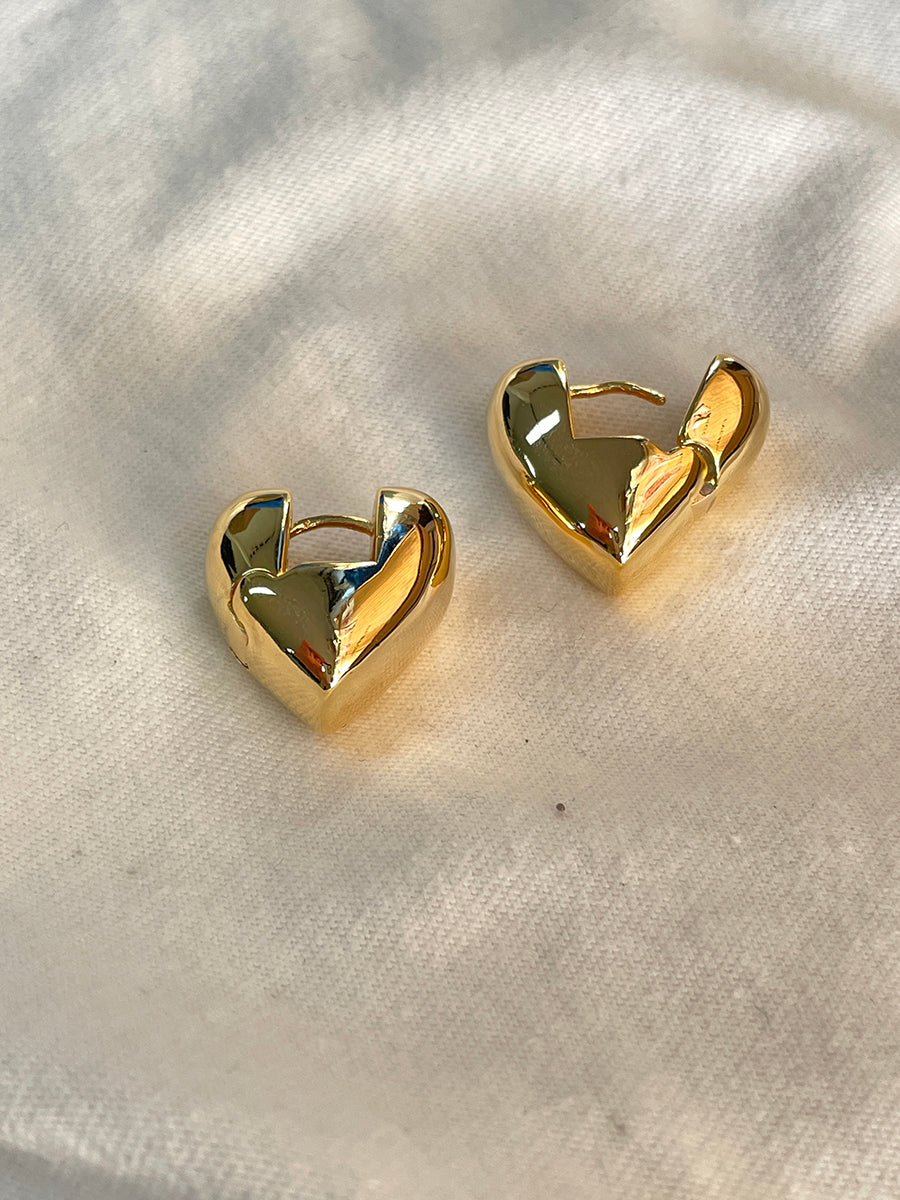 Silver-Plated Geometric Heart Earrings