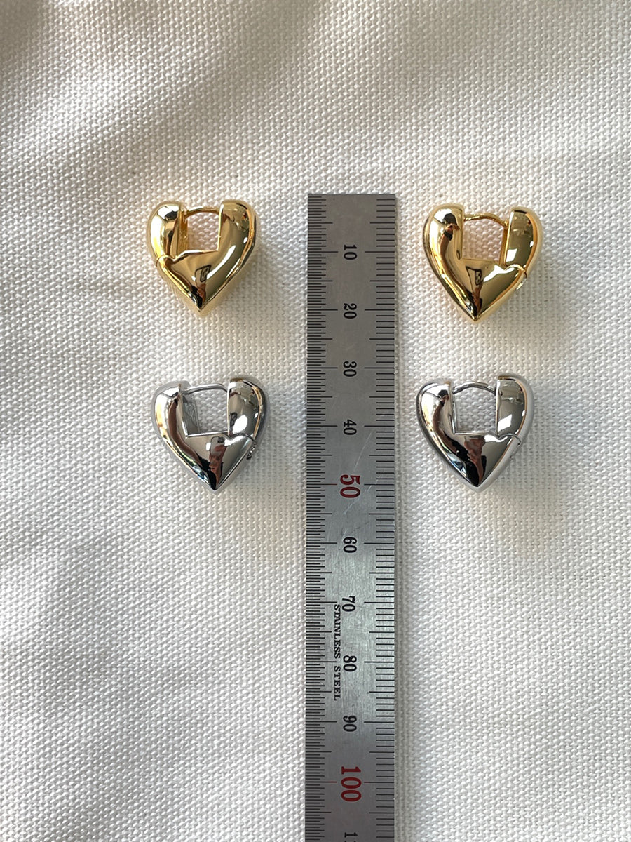 Silver-Plated Geometric Heart Earrings