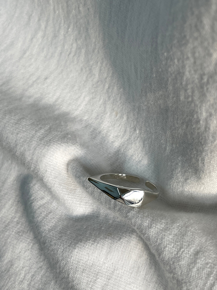 Silver-Plated Geometric Blade Ring