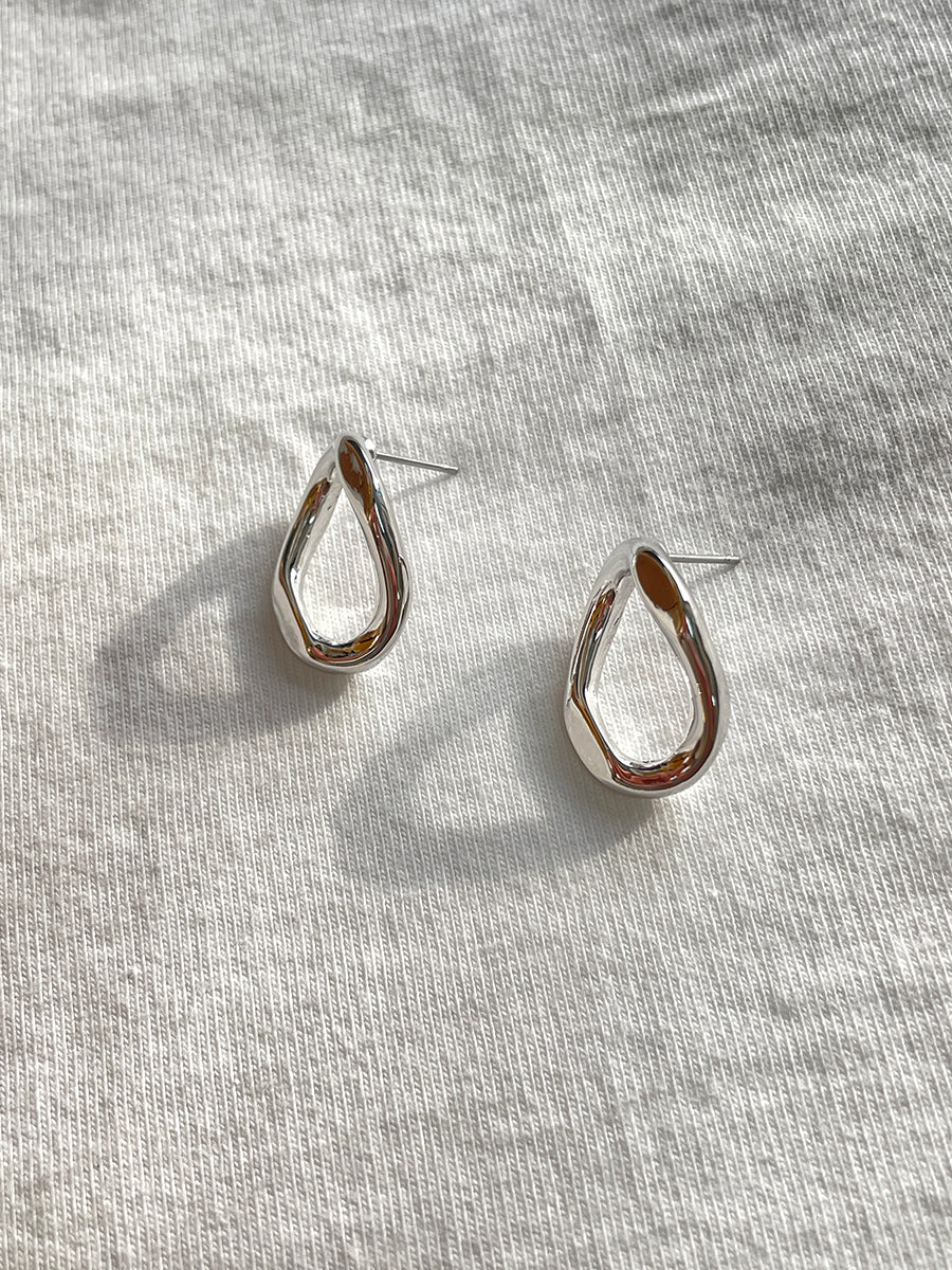 Gold Plated Organic Teardrop Stud Earrings