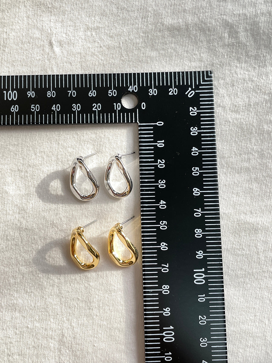 Gold Plated Organic Teardrop Stud Earrings